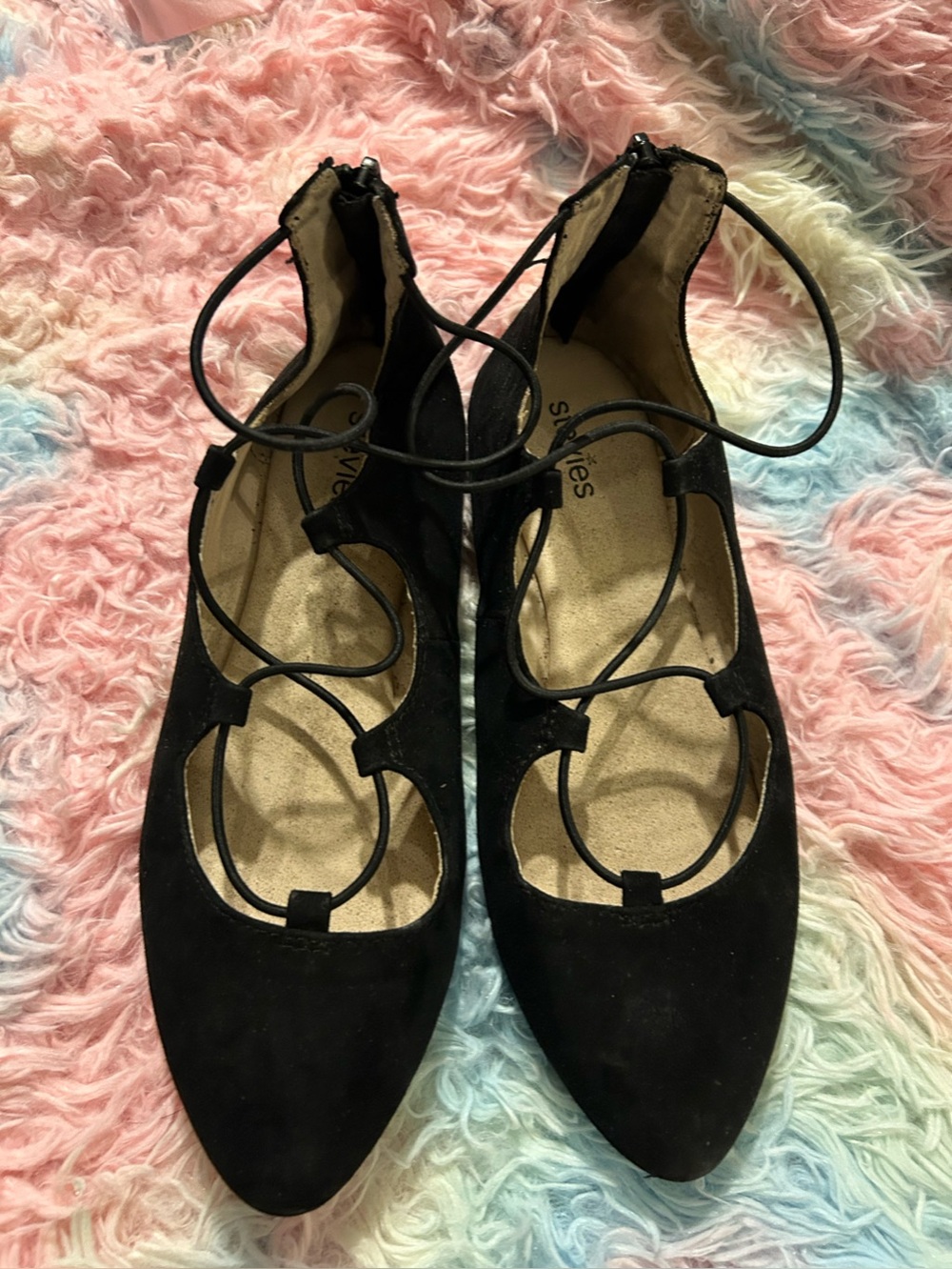 Stevie’s Size 5 Black Lace-Up Pointed Flats